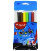 Фломастеры 6 цветов Colorpeps Ocean заблокированный пишуший узел, вентилируемый колпачок, супер смываемые 845723 Maped