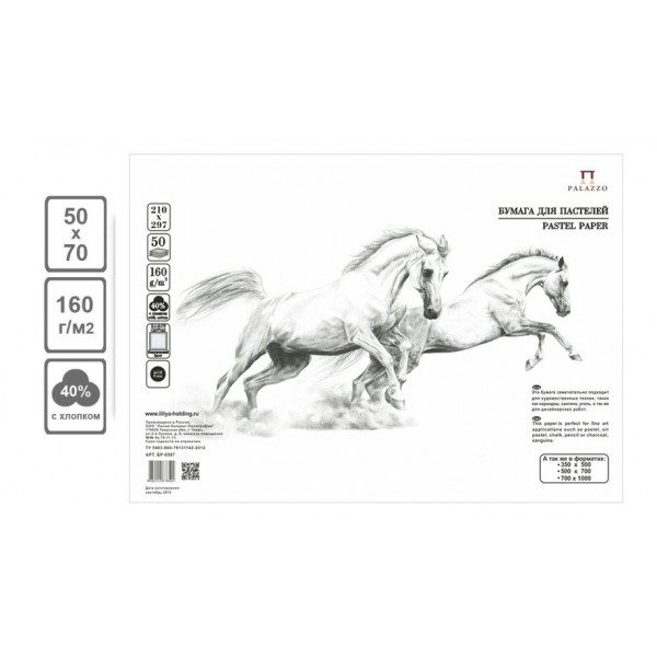 Бумага для пастели В2 50x70 10 листов 160г/м2 Палаццо Snow белоснежный БР-6525 Лилия  Я07204