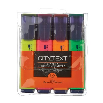 Маркер текстовой Набор 4 цвета CityText скошенный 22-0040 Bruno Visconti
