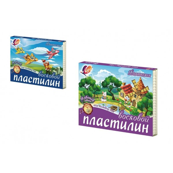 Пластилин восковой 18 цветов 270гр Фантазия стек 2 дизайна 25С1524-08 Луч