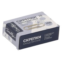 Скрепки канцелярские 28мм 100шт золотые С28-100З Глобус 4135507