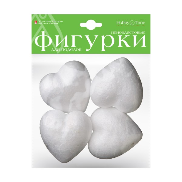 Фигурки пенопластовые Сердечки 6см 4шт 2-204/04 Альт