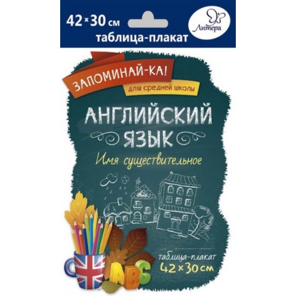 Английский язык. Имя существительное. Плакат. Литера