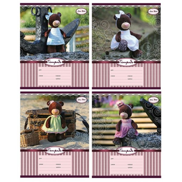 Тетрадь 12 листов А5 линия Bears Choco&Milk с блестками 2184 Т5ск12 BG