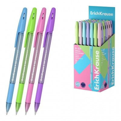 Ручка шариковая R-301 Spring Stick&Grip синяя 0,7 39532 ErichKrause 50/400/3200