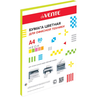Бумага для ксерокса цветная А4 50л 75г/м2 неон желт. 2072600 deVente