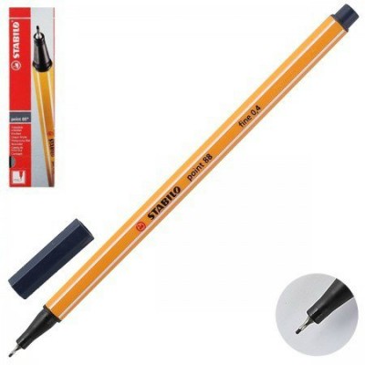 Ручка капилярная Point 88 сине-серая 0,4мм 88/98 Stabilo