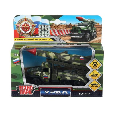 Технопарк Игрушка   Машина. УРАЛ ракета ВС зел.камуф/SB-16-49-A-WB  Китай металл,пластмасс