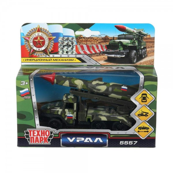 Технопарк Игрушка   Машина. УРАЛ ракета ВС зел.камуф/SB-16-49-A-WB  Китай металл,пластмасс