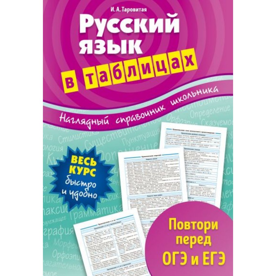 Русский язык в таблицах. Наглядный справочник школьника. Справочник.  Таровитая И.А. Эксмо купить оптом в Екатеринбурге от 134 руб. Люмна