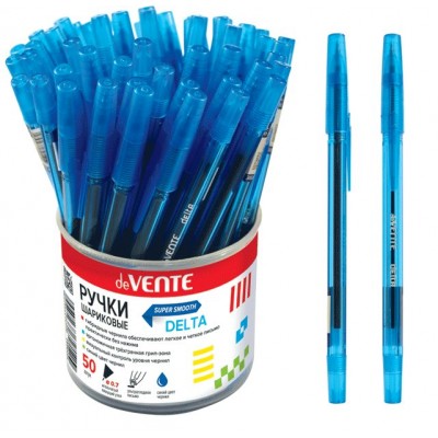 Ручка шариковая Delta синяя 0,7мм масляная основа, игольчатый стержень 5073651 deVente 50/1000