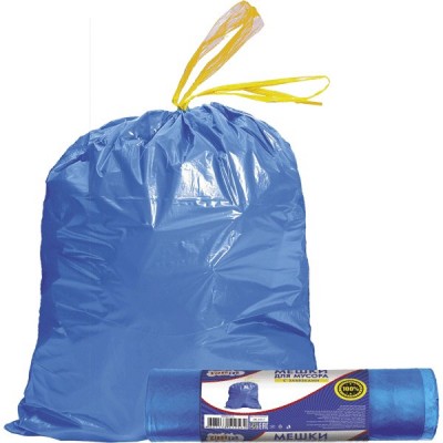 Хозяйственные товары Пакеты для мусора 35 литров 15шт 50х60 CleanLab рулон, синие, завязки 9050711 deVente