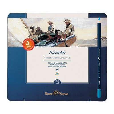 Карандаши цветные акварельные 24шт AquaPro металлическая коробка 30-0045 Bruno Visconti