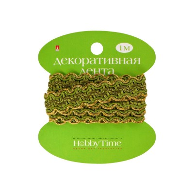 Лента металлизированная 1м зеленая с золотом 2-609/06 Альт