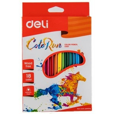 Карандаши цветные 18шт ColoRun 3-гранные, пластиуковые EC00110 410862 Deli 24/96