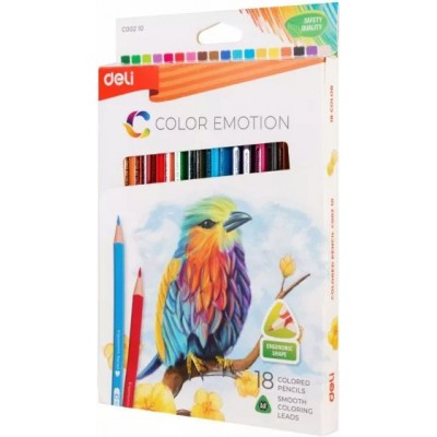 Карандаши цветные 18шт Color Emotion 3-гранные, липа EC00210 458043 Deli 24/96