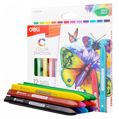 Карандаши восковые 12 цветов 3-гранные Color Emotion 410950 Deli 24/144 EC20000