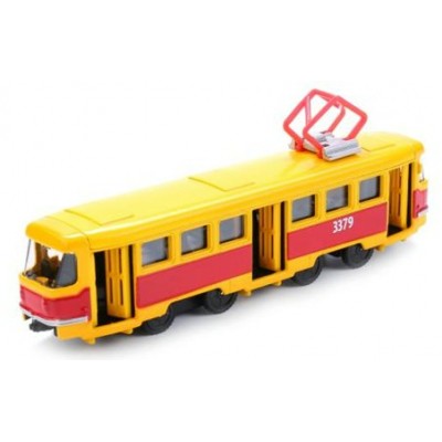 Технопарк Игрушка   Машина. Трамвай/инерц.,метал.,откр.двери SB-16-66WB Китай