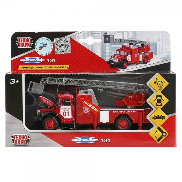 Технопарк Игрушка   Машина. ЗИЛ - 131 Пожарная служба металл, открываются двери, свет, звук, инерционная CT10-001-FT2 Китай