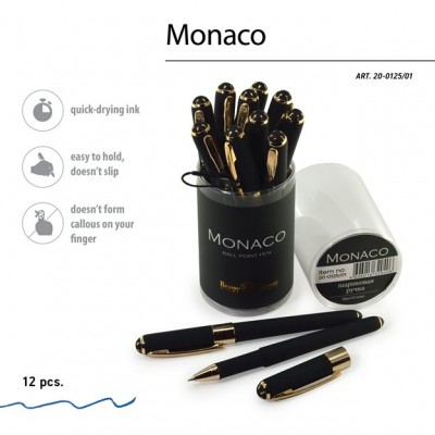 Ручка шарик. Monaco синяя 0,5мм черн. корп. 20-0125/01 Bruno Visconti 12/144