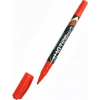 Маркер перманентный 0,5-1мм двусторонний Mate красный, пулевидный EU10440 412272 Deli