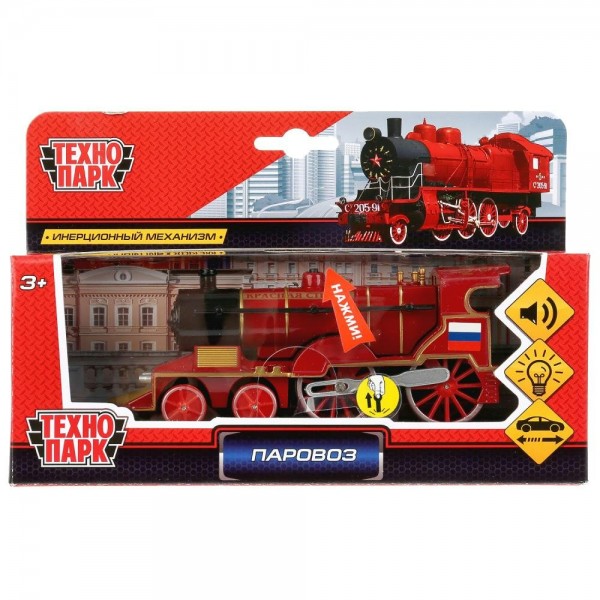 Технопарк Игрушка   Модель. Паровоз/14,5 см, метал., свет, звук, инерц. СT10-028(SB) Китай