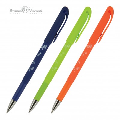 Ручка гелевая Пиши-стирай DeleteWrite Art Велосипеды синяя 0,5мм цветной корпус ассорти 20-0230 Bruno Visconti 24/288
