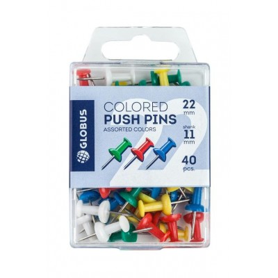 Кнопки силовые 40шт цветные, пластиковая упаковка КС-40Ц Глобус