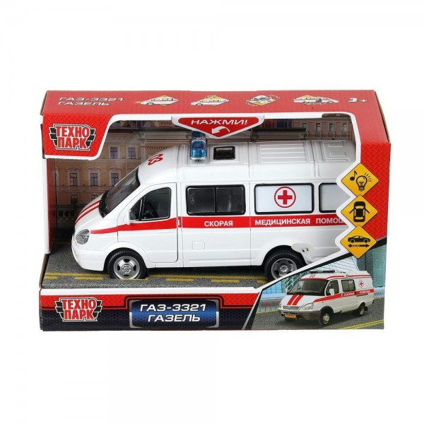 Технопарк Игрушка   Машина. Газель. Скорая пластик, инерционная, открываются двери, свет, звук A071-H11021-J006 Китай