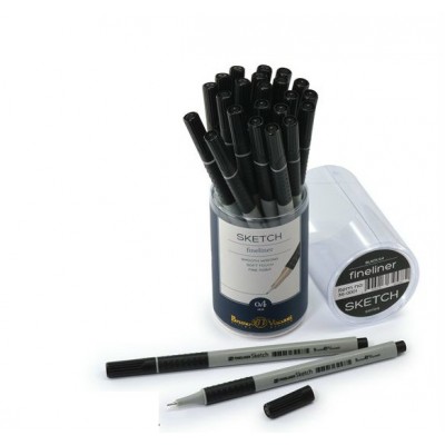 Ручка капилярная Файнлайнер Sketch черная 0,4мм грип 36-0001 Bruno Visconti 24/144
