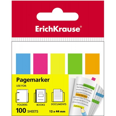 Блок клей -закладки Neon 12х44 100 листов, 5 цветов 31177 ErichKrause