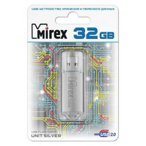 Флэш-карта 32GB Unit Silver ecopack 13600-FMUUSI32 Mirex