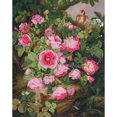 Вышивание лентами 19,5х25 объем.Розы королевы Виктории JK/ЖК-2034 Panna