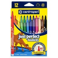 Фломастеры 12 цветов Perfect не высыхающие, вентилируемый колпачок 2510/12 Centropen  029448