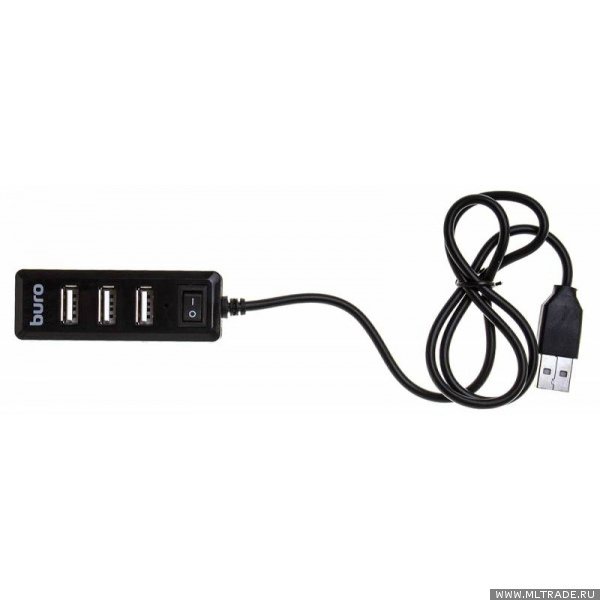 Разное  Разветвитель 4 порта USB BU-HUB4-0.5L-U2.0 черный 436328 Buro