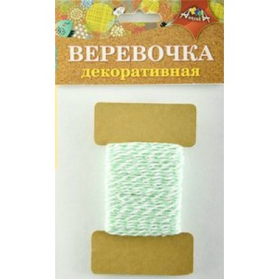 Декор и фурнитура Веревочка декор.двухцв.зел.с белым С5066-06 КТС