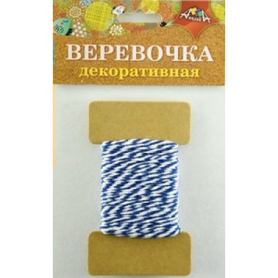 Декор и фурнитура Веревочка декор.двухцв.син.с белым С5066-02 КТС