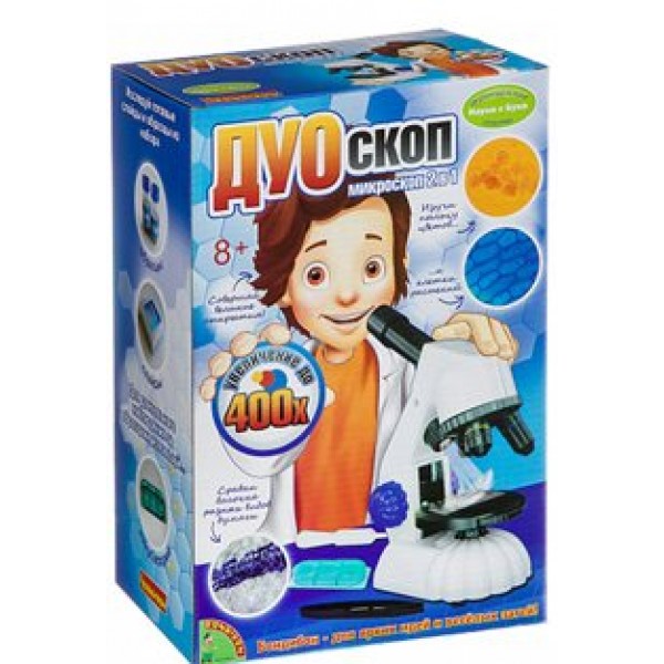BONDIBON Игрушка  НаукБукФранОпыт Микроскоп 2 в 1. ДУОскоп/400х,пробирки,слайды,инкубаторий,инструменты BB2712/MFL-20 Китай
