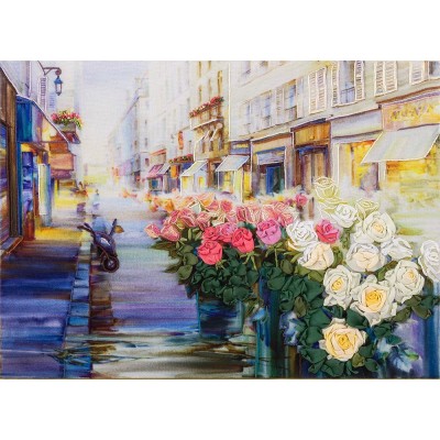 Вышивание лентами 24,5х17,5 объем.Цветы Парижа JK/ЖК-2021 Panna