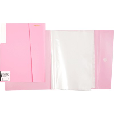Папка 20 вкладышей А4 500мкм Pastel непрозрачная, розовая на липучке 3101802 deVente 40/80