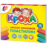 Пластилин восковой 16 цветов 300гр Кроха со стеком 28С1646-08 Луч