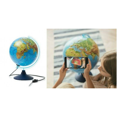 Глобус Двойная карта 250мм физико-политический Интерактивный рельефный с подсветкой INT12500286 Глобен