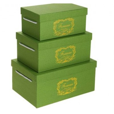 Сима/Набор коробок 3 в 1. Зеленый/32,5х22х15, 25х16х11 см/2489425/прямоугольные