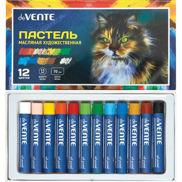 Пастель масляная 12 цветов художественная картонная упаковка 8172800 deVente 10/30