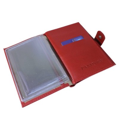 Бумажник водителя кожа +паспорт с застежкой 100х140х14 мм красный ладья O-178-35 Премьер