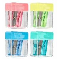 Точилка пластиковая 1 отверстие с контейнером Cubic ассорти дисплей 431658 Deli  E0574 Точилка пластиковая 1 отверстие с контейнером Cubic ассорти дисплей 431658 Deli  E0574