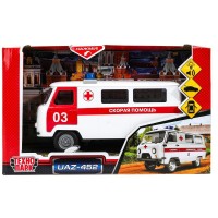 Технопарк Игрушка   Машина. УАЗ 452 Скорая помощь/18 см, металл, свет, звук, откр. двери, инерц СТ12-427-1 Китай