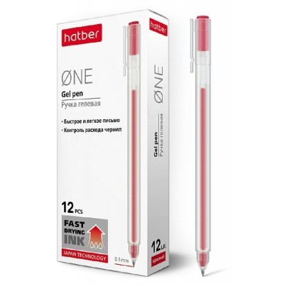 Ручка гелевая 0,5мм чернила fast dry красная One GP_058630 Хатбер Hatber 058630