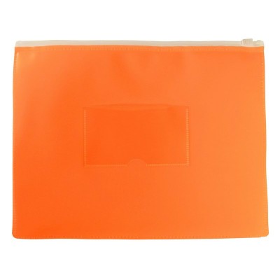 Папка на молнии А5 150мкм с карманом для визиток Zip Double Neon оранжевый DNEBPM5AOR Бюрократ  1126084