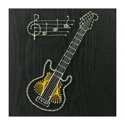 Плетение нитками по гвоздикам 30х30 Музыкальная гитара DH6003 Рыжий кот